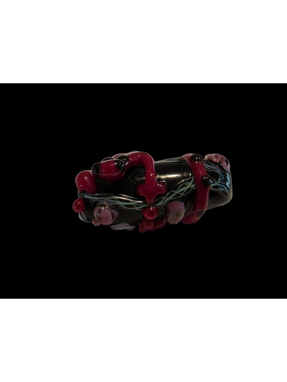 Artisan Lampwork Glass Focal Bead 3D Lizard Gecko Black Red Gothic